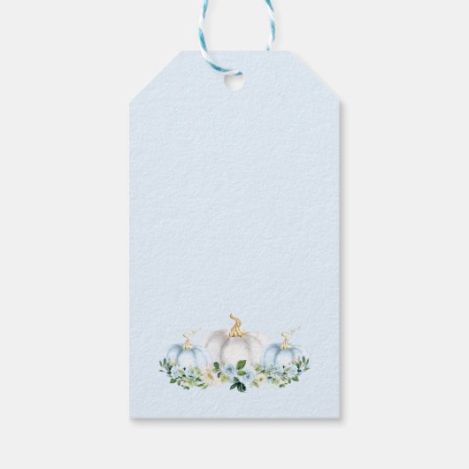 Pumpkin Baby shower Herfst Blue Pumpkin Favor Cadeaulabel (Achterkant)