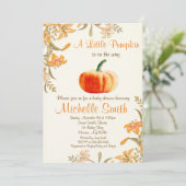 Pumpkin Baby shower Invitation, Little Pumpkin Kaart (Staand voorkant)