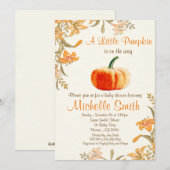 Pumpkin Baby shower Invitation, Little Pumpkin Kaart (Voorkant / Achterkant)