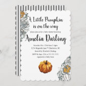 Pumpkin Baby shower Scallop Edge Invitation Kaart (Voorkant / Achterkant)