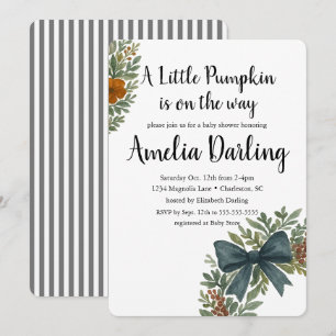 Pumpkin Baby shower Scallop Edge Invitation Kaart