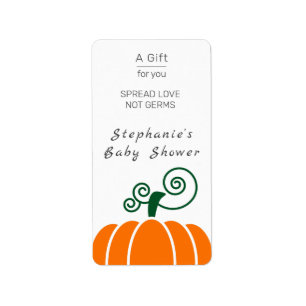 Pumpkin Baby shower Spread Love Not Germs Etiket