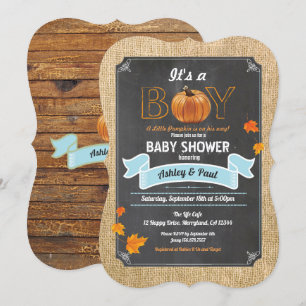 Pumpkin-baby shower-uitnodiging bijtende houtkrijt kaart