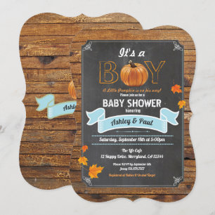 Pumpkin-baby shower-uitnodiging bijtende houtkrijt kaart