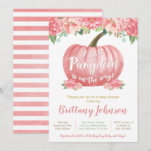 Pumpkin-Baby shower-uitnodiging Roze Kaart