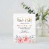 Pumpkin Baby shower Waterverf Roze rozen Uitnodiging Briefkaart (Staand voorkant)