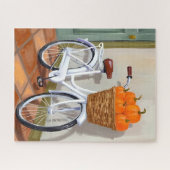 Pumpkin Basket Bicycle Fall Watercolor Legpuzzel (Horizontaal)