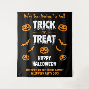 Pumpkin Bat Trick or treat Party Dark Welkom Wandkleed