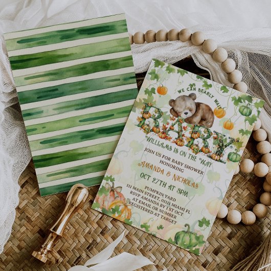 Pumpkin Bearly Wait-Baby shower Kaart
