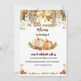 pumpkin  Birthday Invitation Editable Digital Down Kaart