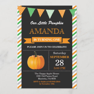 Pumpkin Birthday Invitation Oranje and Green Kaart