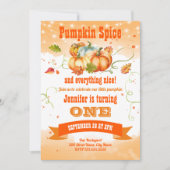 Pumpkin Birthday Party Invitation Kaart (Voorkant)
