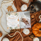 Pumpkin Birthday Photo Invite Kaart
