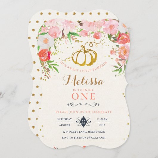 Pumpkin Birthday Uitnodiging (Voorkant / Achterkant)