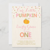 Pumpkin Birthday Uitnodiging Roze Gold Pumpkin (Voorkant)