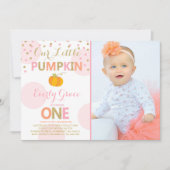 Pumpkin Birthday Uitnodiging Roze Gold Pumpkin (Voorkant)