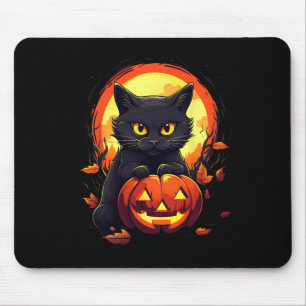 Pumpkin Black Cat Halloween Kostuum voor Ad Muismat
