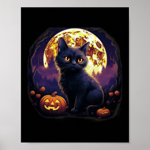 Pumpkin Black Cat Halloween Kostuum voor Ad Poster