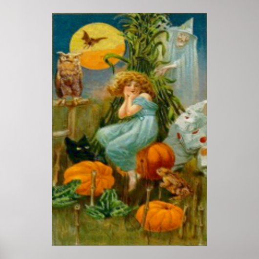 Pumpkin Black Cat Witch Clown Owl Kikker Bat Poster (Voorkant)