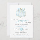 Pumpkin Blue Bow Boy Baby shower Kaart (Voorkant)