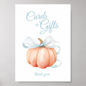 Pumpkin Blue Bow Cards & Gifts Table Sign Poster (Voorkant)