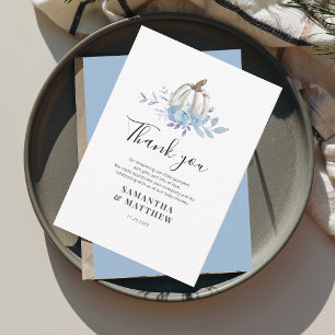 Pumpkin Blue Floral Baby shower Hartelijk dank Notitiekaartje