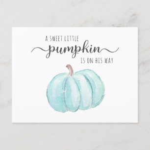 Pumpkin Blue Waterverf Baby Boy Virtual Shower Uitnodiging Briefkaart
