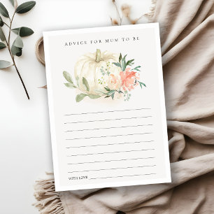 Pumpkin Blush Floral Advice for Mum Baby shower Informatiekaartje