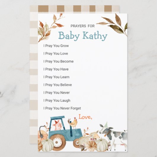 Pumpkin Boerderij Animal Tractor Love Prayers for  (Voorkant / Achterkant)