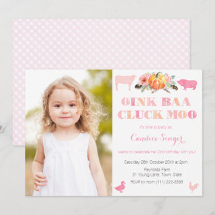 Pumpkin-Boerderij of Petting Zoo Girl Birthday Par Kaart