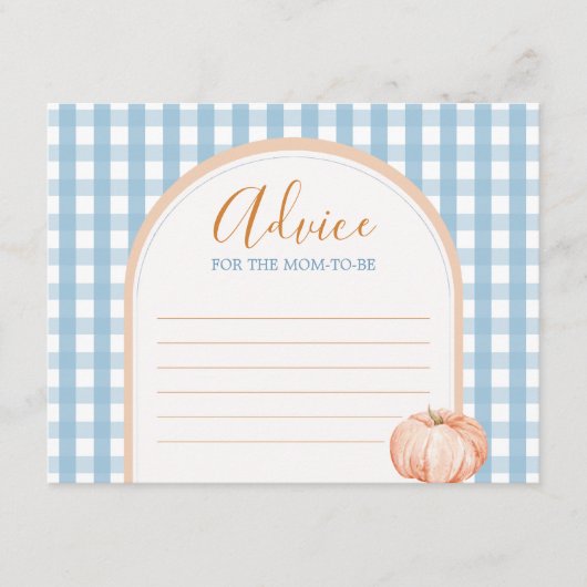Pumpkin Boho Blue Gingham advies voor mama Informatiekaartje (Voorkant)
