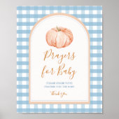 Pumpkin Boho Blue Gingham Gebeden voor Baby Teken Poster (Voorkant)
