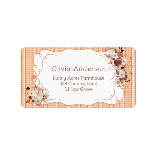 Pumpkin Boho Floral Baby Shower Return Address Etiket (Voorkant)