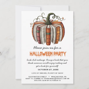 Pumpkin Book Club Exchange Halloween Party I Kaart