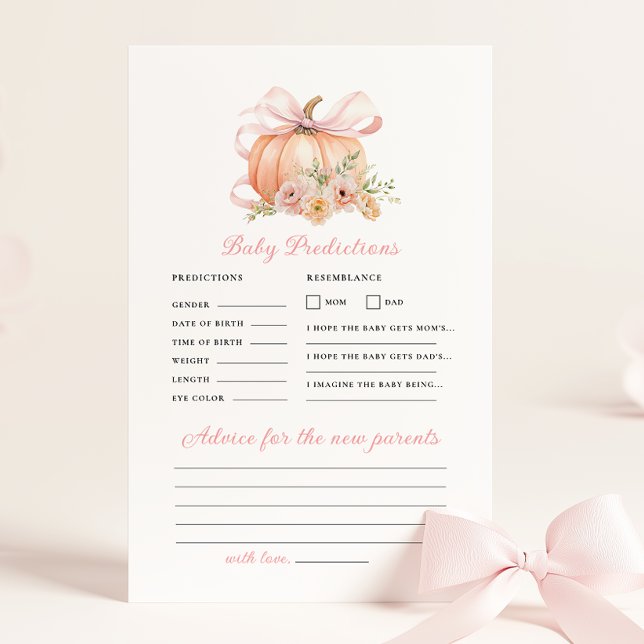 Pumpkin Bow Baby shower Voorspelling Advies Spel (Creator heeft geüpload)