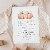 Pumpkin Bow Roze Blauw Geslacht Onthulling Uitnodi Kaart