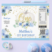 Pumpkin Boy 1st Birthday Blue Chip Bag Wrapper Flyer (Enkel)