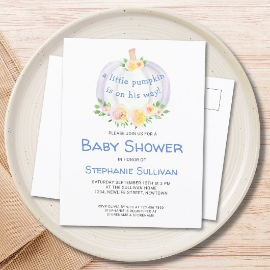 Pumpkin Boys Baby shower Invitation Briefkaart