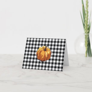 Pumpkin Buffalo Check Pattern Farmhouse Bedankkaart