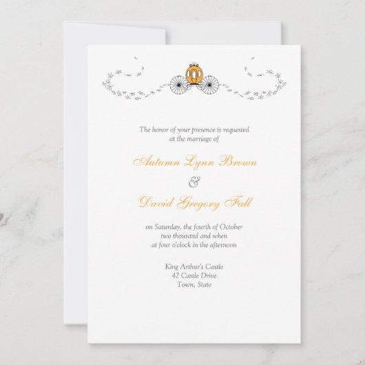 Pumpkin Carriage Fall Wedding Invitations (Devant)
