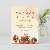 PUMPKIN CART AND FUNNY TURKEYS KAART (Staand voorkant)