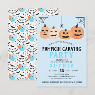 Pumpkin Carving Birthday Party Halloween Kaart