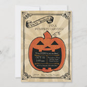 Pumpkin Carving Halloween Party Bash Invite Kaart (Voorkant)
