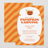 Pumpkin Carving Halloween Party Invitation Kaart (Voorkant / Achterkant)