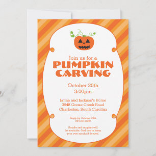 Pumpkin Carving Halloween Party Invitation Kaart