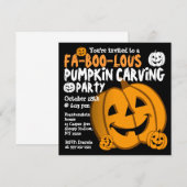 Pumpkin Carving Halloween Party Invitation Kaart (Voorkant / Achterkant)
