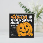 Pumpkin Carving Halloween Party Invitation Kaart (Staand voorkant)