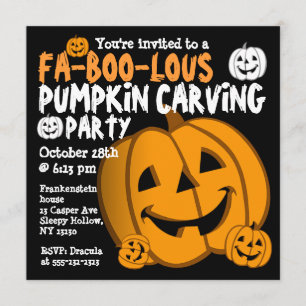 Pumpkin Carving Halloween Party Invitation Kaart