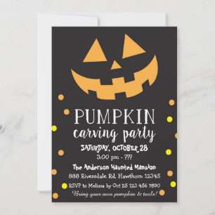 Pumpkin Carving Invitation, Halloween Party Invite Kaart