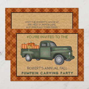 Pumpkin Carving Party Halloween  Boerderij Truck Kaart